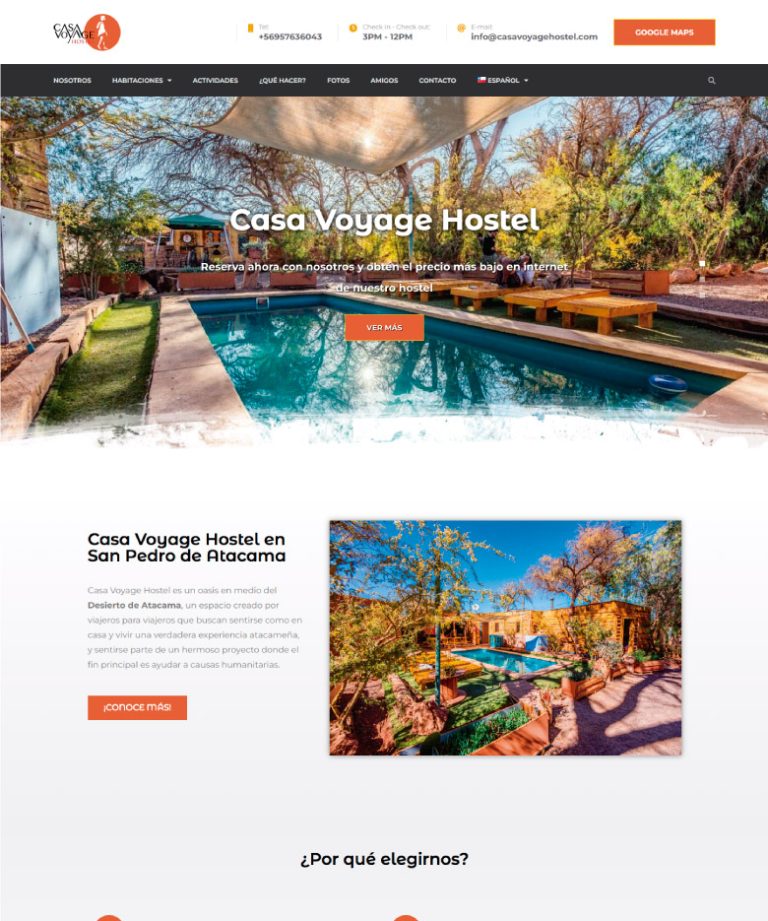 Casa Voyage Hostel San Pedro de Atacama Web Design