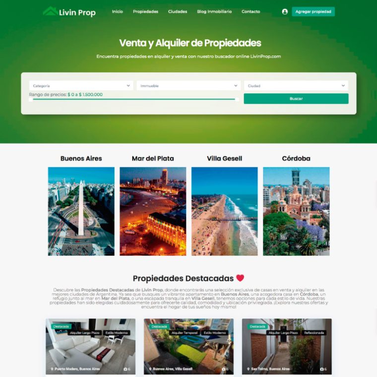 Livin Prop Venta y Alquiler de Propiedades en Buenos Aires - Diseño Web