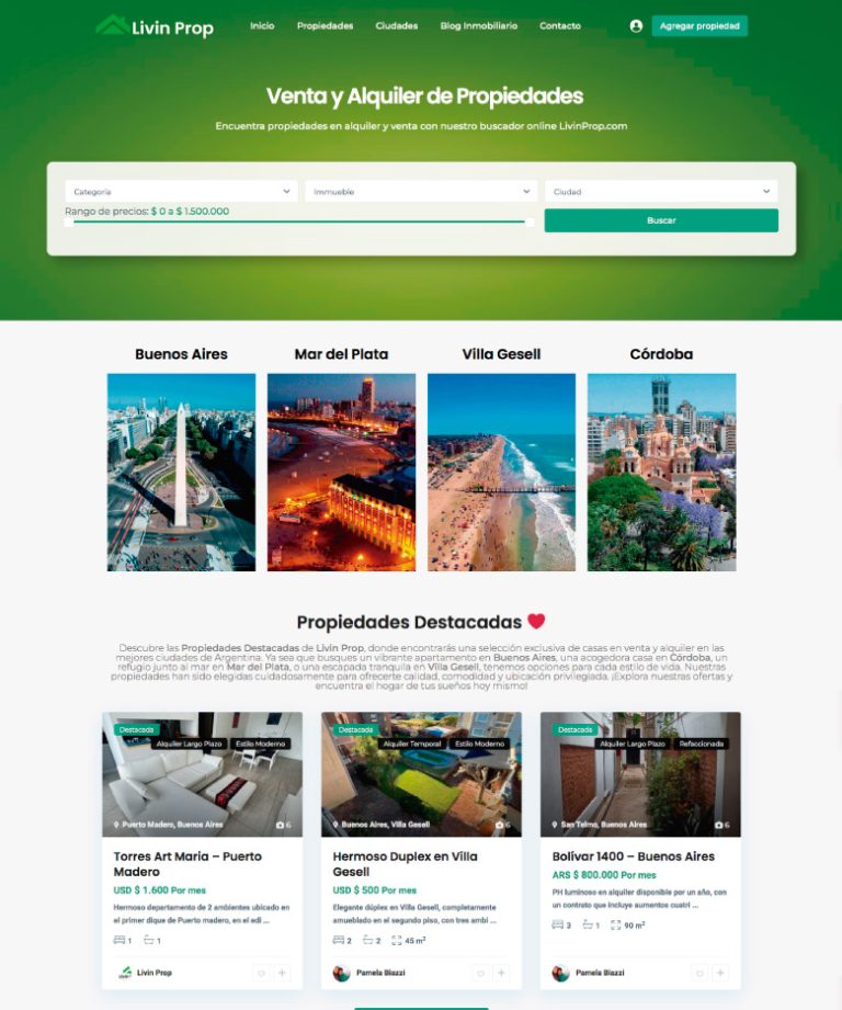 Livin Prop Venta y Alquiler de Propiedades en Buenos Aires - Diseño Web